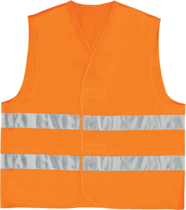 Orange high visibility vest with reflective bands